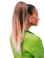 The Cleopatra ponytail in dark brown with light blonde highlights